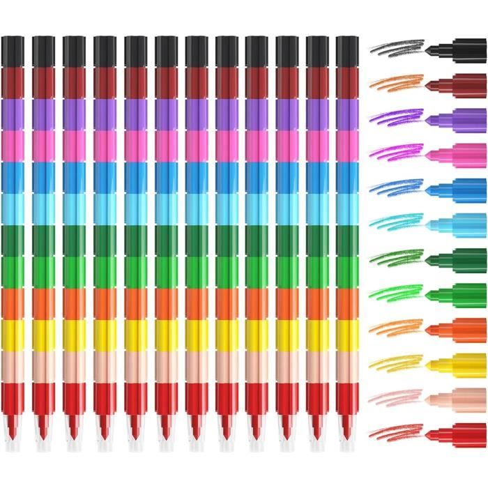 12 Pièces Empilable De Couleur crayon de couleurs enfant 12 couleurs