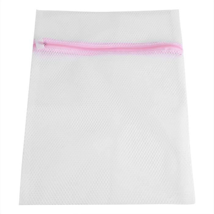 Sac à Linge Zippé En Maille Blanche - 46 X 64 Cm, Lavable, Pratique