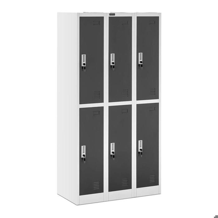 Armoire vestiaire 6 casiers 6 compartiments 180 cm gris Cdiscount Maison