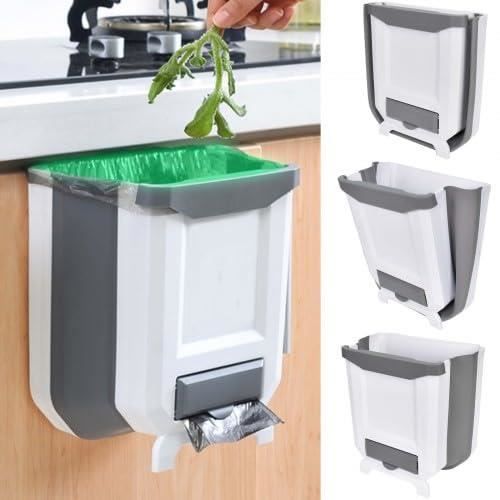 Poubelle Suspendue Sous Le Bureau - Pliable Et Cachée - 18x16x14 Cm - Bleu - Pour Déchets Ou Rangement - 8