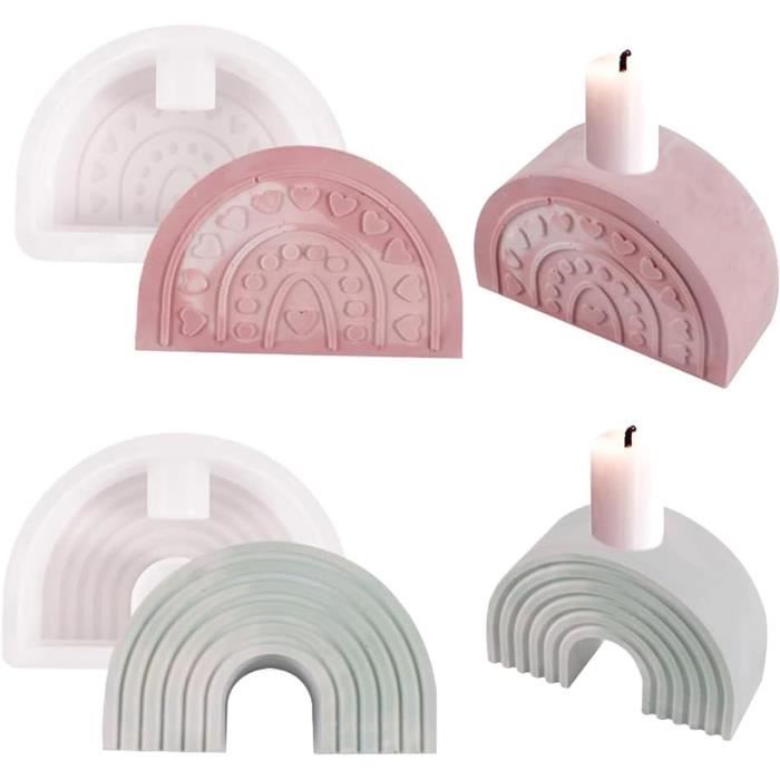 Moule Silicone Bougie 2 Pièces Moule à Bougie 3D En Silicone