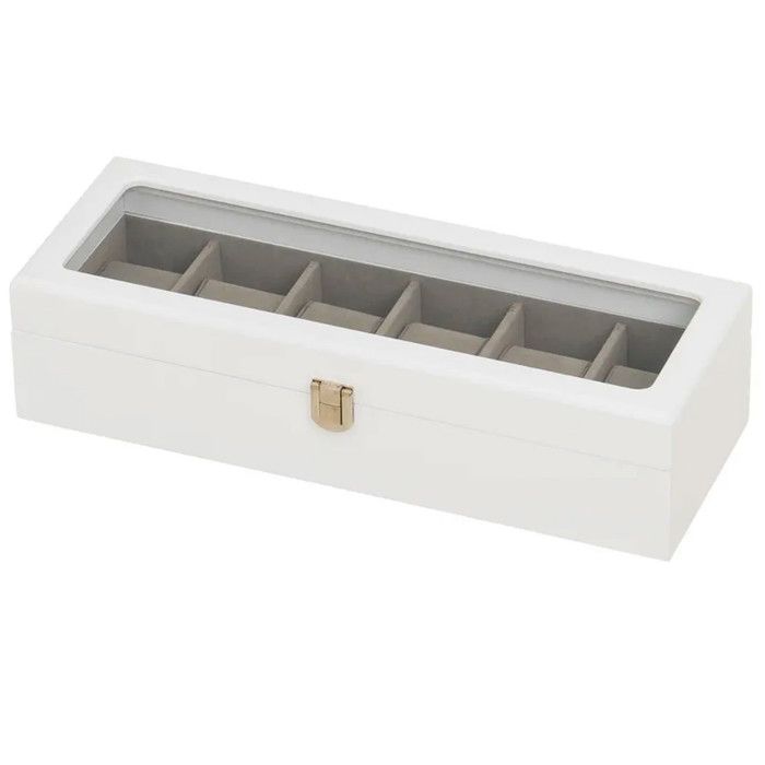 Coffret de rangement pour 6 montres en bois blanc 33x13x8cm Coffret de rangement pour 6 montres en bois blanc 33x13x8cm