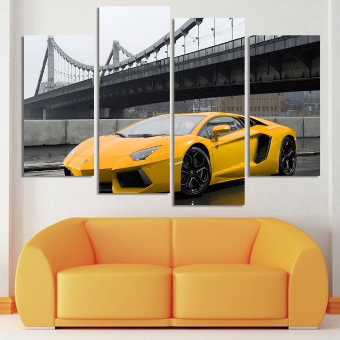 Voiture De Sport Peinture Decoration De La Maison Pour Salon 4 Pcs Hd Mur Art Image Lit Chambre Toile Peinture Sans Cadre Achat Vente Objet Decoration Murale Cdiscount