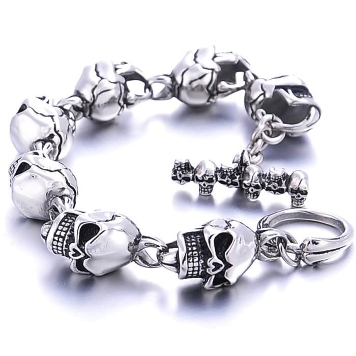 Pendentif Tête De Mort Sur Lune Gothique – Acier Inoxydable, Chaîne 60 Cm, Style Sombre & Puissant