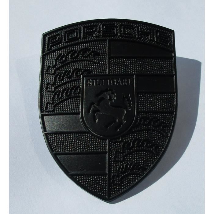 Porsche insigne capot noir logo emblème