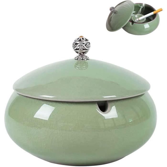 Cendrier Sur Pied Avec Couvercle Coupe-Vent - Design Rétro Moderne Pour Terrasse Et Intérieur - Noir