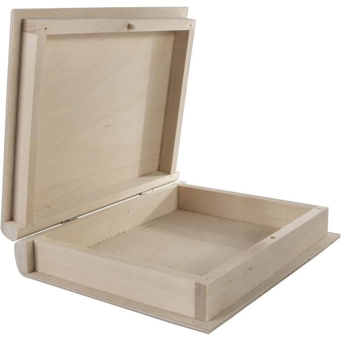 Boîte décorative en bois en forme de livre avec couvercle caché 21