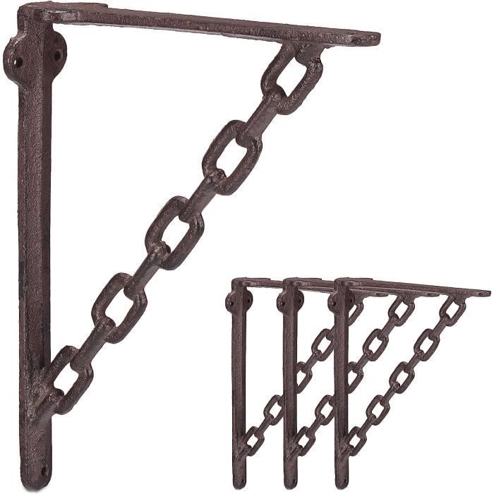 Équerre d’étagère en Fonte, Set de 4, Motif de chaîne Style Antique ...
