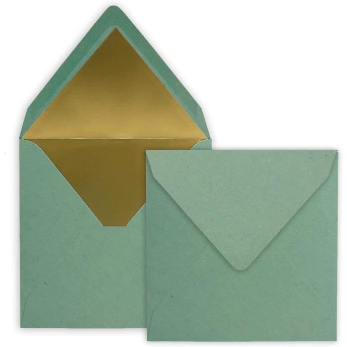 Enveloppes Carrées Vieux Rose - Lot De 75, Doublure Dorée, 15,5x15,5 Cm - Pour Mariage, Invitations Et Cadeaux