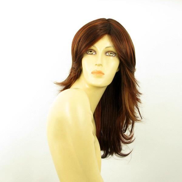 Perruque Longue Synthétique DALILA 627C - Couleur Chocolat Méché Cuivré, Bonnet Moyen, Raie Libre, Neuve Avec étiquettes