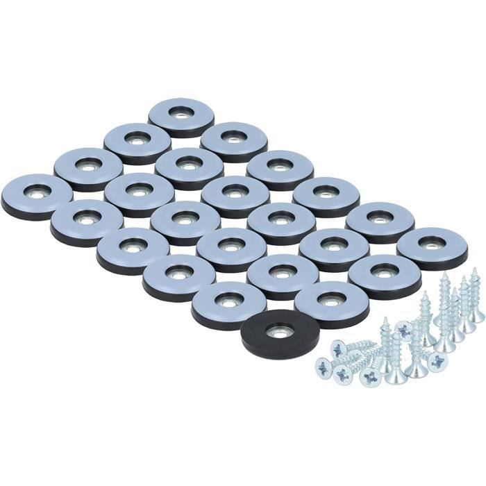 FILZADA Lot De 26 Patins De Meubles Ronds - 50 Mm - Gris - Neuf