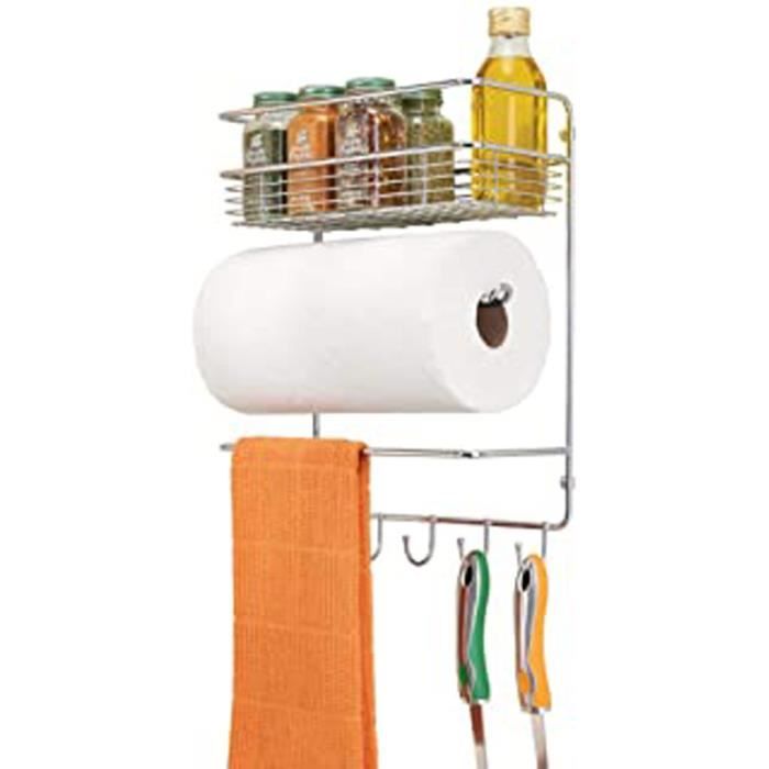 Porte-essuie-tout Sans Perçage QWORK - Acier Inox SUS304 - 33 Cm - Pour Cuisine & Salle De Bain - Installation Facile