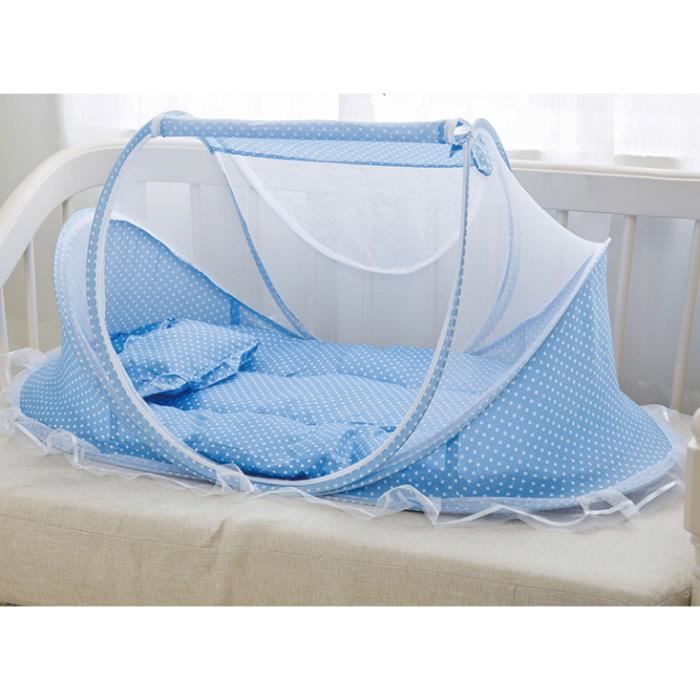 3pcs Tente Moustiquaire Bebe Pliant Matelas Et Oreiller Lit Berceau Portable Bebe Bleu Cdiscount Puericulture Eveil Bebe