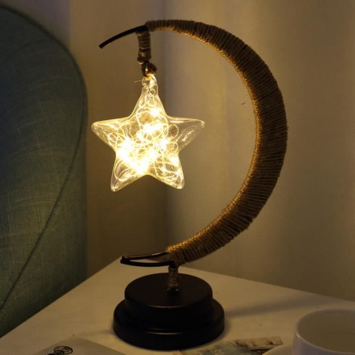 Veilleuse De Nuit Bebe Lampe De Table De Chevet Faite A La Main Corde De Chanvre En Fer Forge Eclairage Etoile Lumiere Chaud Achat Vente Veilleuse Bebe Cdiscount