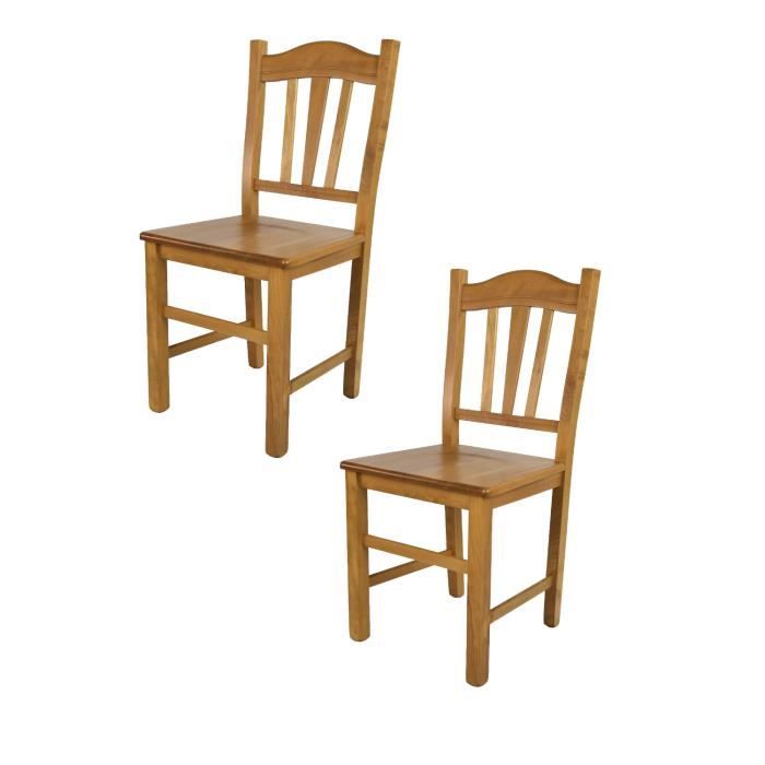 Tommychairs - Set 2 chaises cuisine SILVANA robuste structure en bois de hêtre peindré en couleur chêne et assise en bois