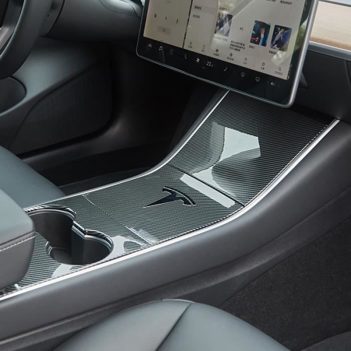 Blu7ive Autocollant pour panneau de commande central de voiture Tesla Model 3&Y 2021 Grain de bois Accessoire pour console centrale en bois
