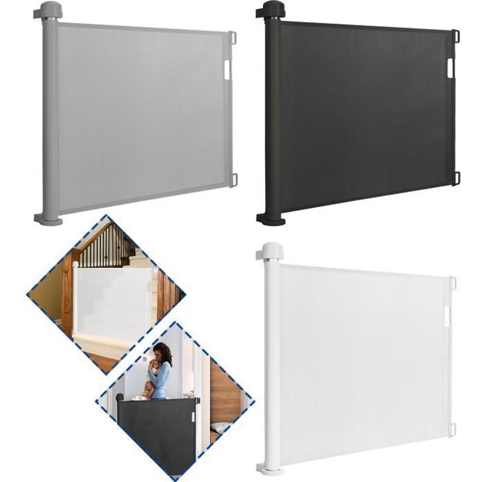 Barrière Extensible Pour Chien Et Bébé - Portail De Sécurité Noir PVC, Neuf