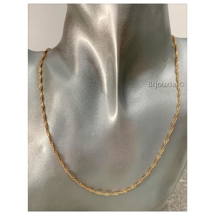 Chaîne de cou Bijouxia - Plaqué Or 18 carats - Maille Singapour 60 cm