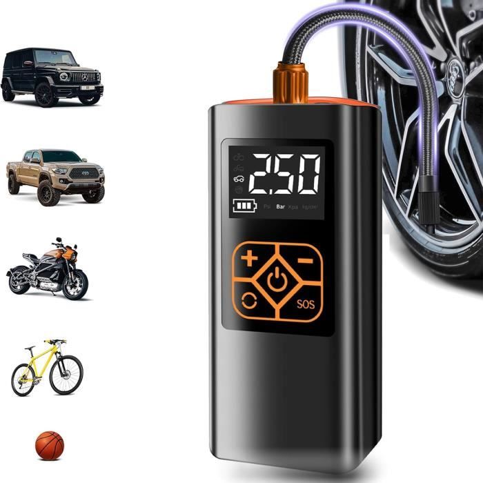 Mini Compresseur Air Portable 150PSI, Gonfleur Pour Pneus Voiture, Batterie 4000mAh