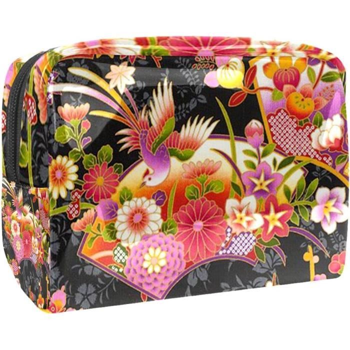 Trousse De Maquillage De Voyage - Double Fermeture Éclair, Imperméable, Grande Capacité (23x16x17 Cm) - Motif Crâne Rose - Cadeau Fille/Femme - 12