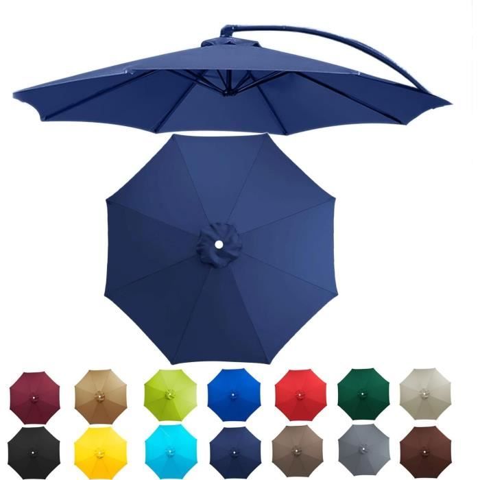 Toile De Remplacement Parasol 3x2m Carrée Pour 6 Baleines - Auvent Polyester Blanc Protection UV Et Eau