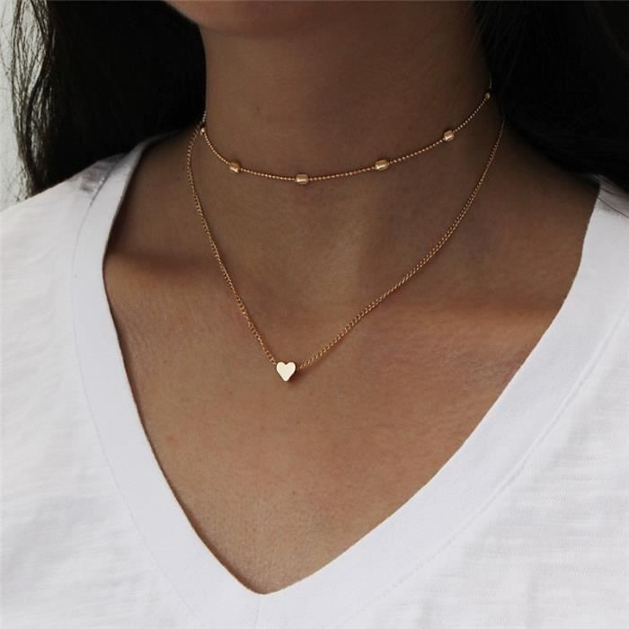 Multicouche Colliers Soeur Coeur Pour Femme Argent Sterling 925 Colliers Ras Du Cou, Gravé