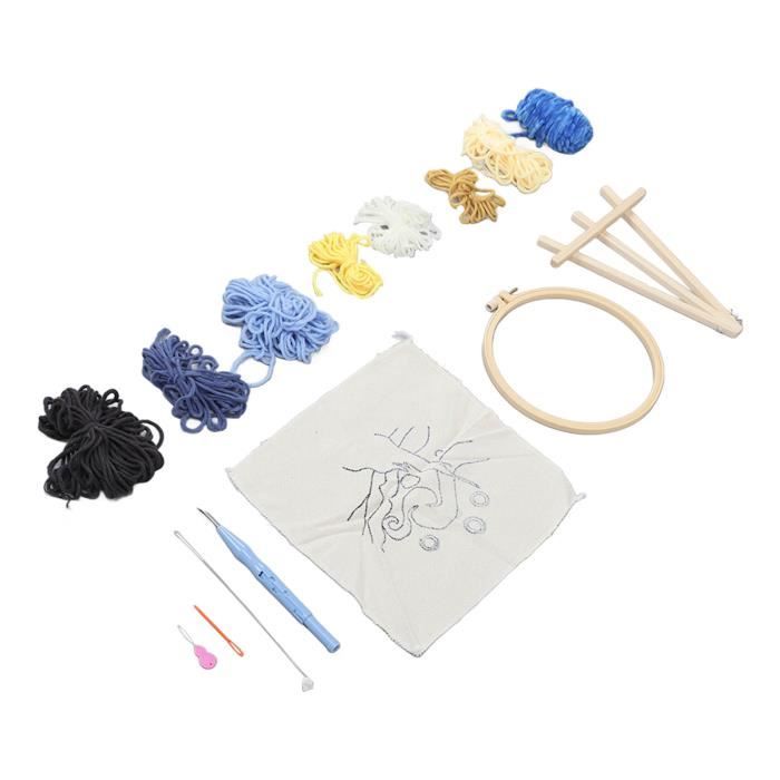 Kit Punch Needle Broderie - Motif Paresseux Et Lettres - Pour Débutants Adultes Et Enfants - Cercle 20 Cm - 7