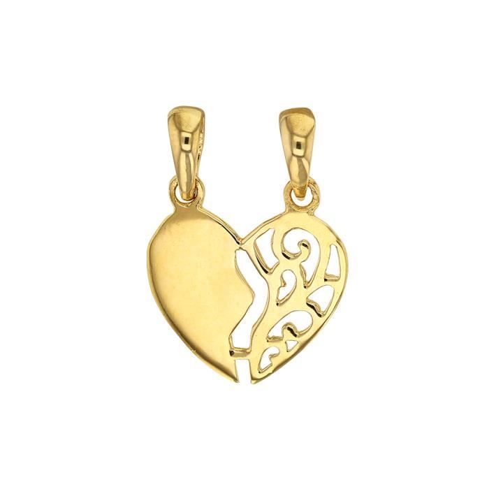 Collier Cœur Ciselé Plaqué Or Jaune 18 Carats – 45 Cm – Bijouterie Papillon Bleu – Neuf Avec étiquettes