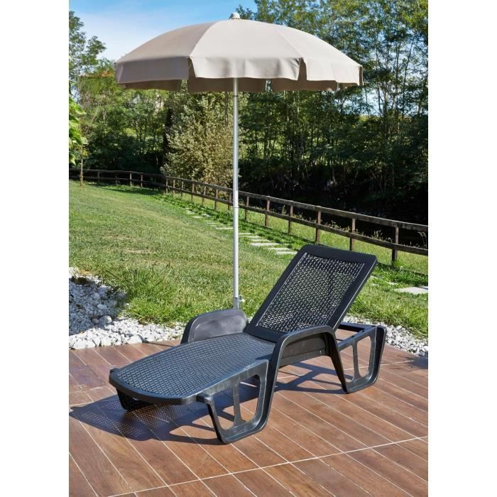 dmora - bains de soleil milano, chaise longue de jardin réglable avec accoudoirs, 192x71h100 cm, anthracite
