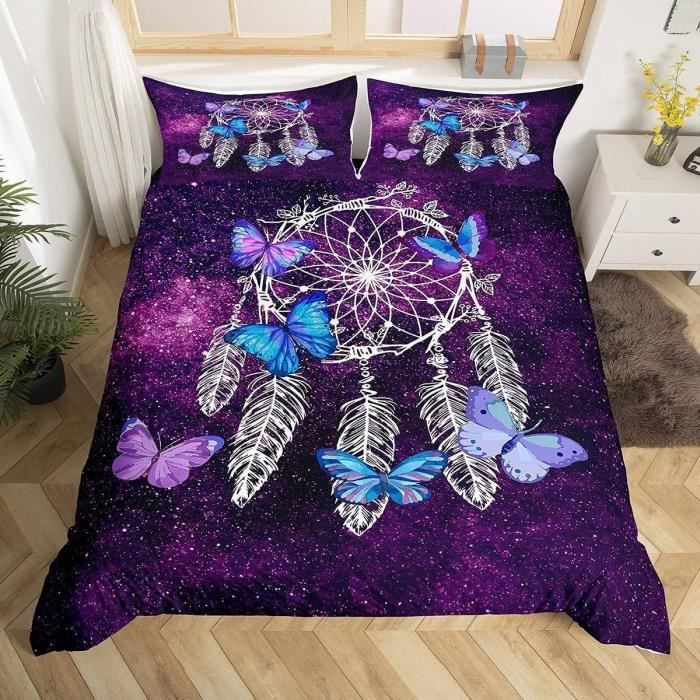 Parure Housse De Couette Super King 260x220 Cm Papillon Fairy – Microfibre Douce Imprimé 3D, 1 Housse + 2 Taies, Literie Enfant Adulte