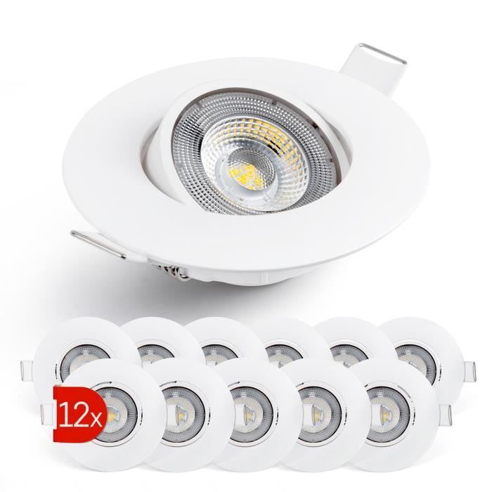 Emos Exclusive Spot LED Encastrable - Lampe Plafond Orientable 50° pour ampoules  LED 12 Spots LEDs Ronds 5 W/450 Lumens [3000k]] - Cdiscount Maison