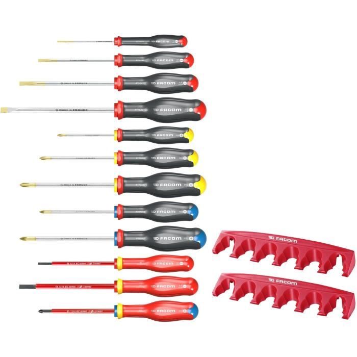 Facom Jeu de 12 tournevis avec rack FACOM ANJ12R1PB 