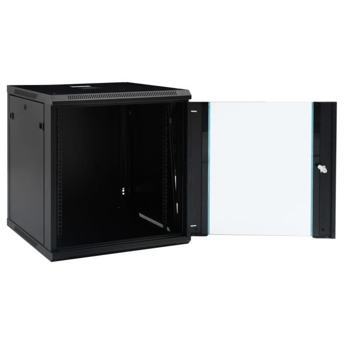 Coffret Mural Réseau 6U 19" - 600x450x375 Mm - IP20 - Porte Verre Verrouillable - Pour Routeur, Switch, NAS - Acier Robuste