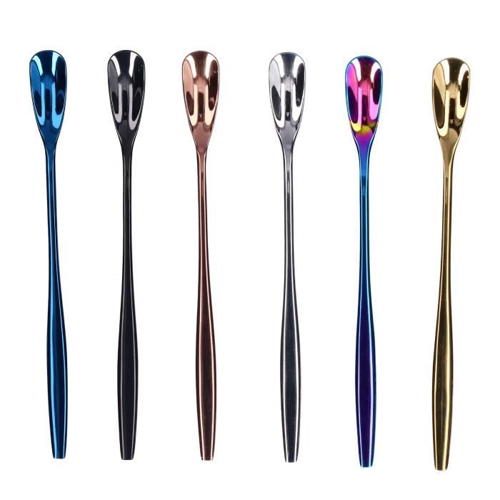 12 Cuillères à Mélanger Longues En Inox - Pour Bar, Café, Ou Maison