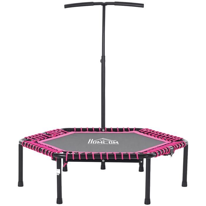 Trampoline De Fitness HOMCOM 102 Cm - Poignée Réglable, Pliable, 6 Pieds, 28 Ressorts, 100 Kg Max