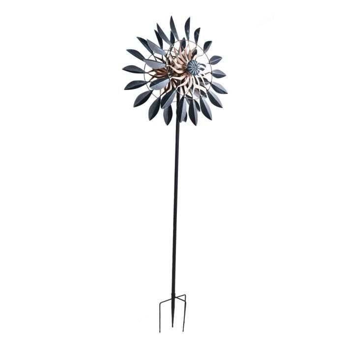 Éolienne De Jardin En Métal Rouge - Moulin à Vent Rotatif 360° | Décoration Extérieur 20x90cm