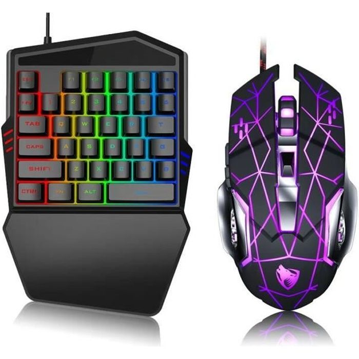 Leytn® Pack clavier souris gamer mécanique RGB Clavier 35 touches et