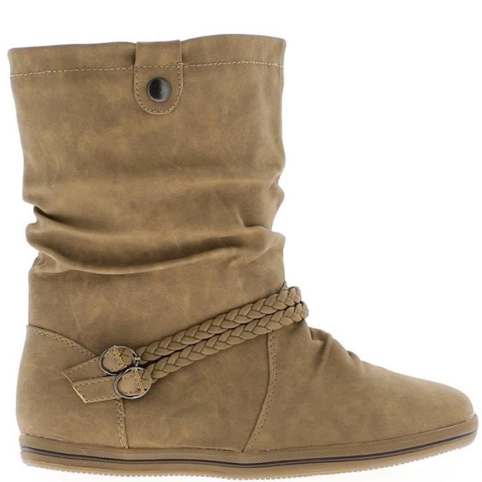 bottines femme plates marron