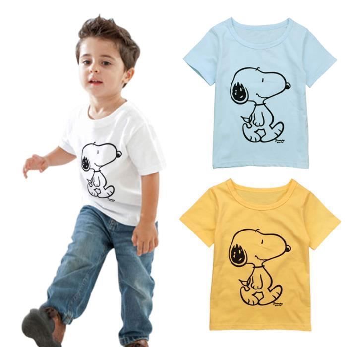 1 6 Ans B b Enfant Fille Gar on T shirt Snoopy Imprim Manche Courte V tement Mode