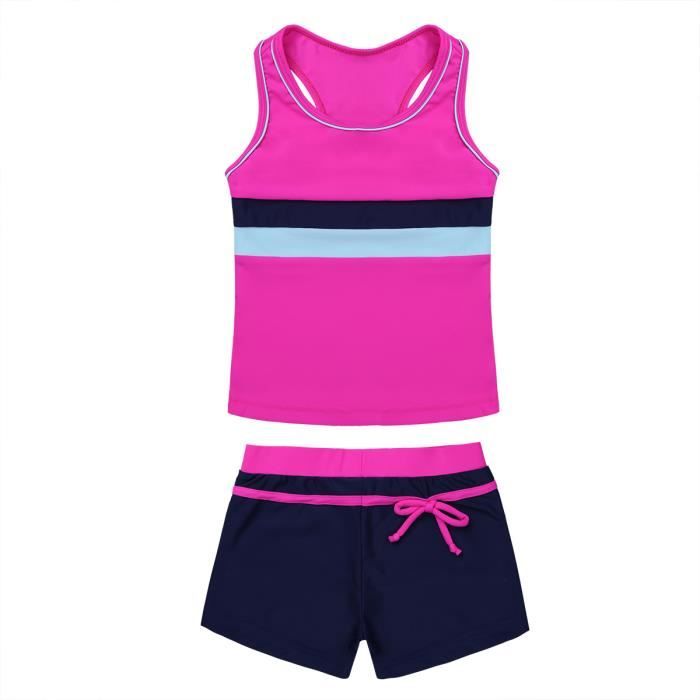 MAILLOT DE BAIN Filles rayures Sans manches encolure ronde