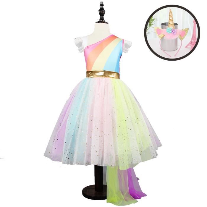 Hzdhclh Vetements Pour Enfants Robe De Licorne Fete D Anniversaire Coiffe Assortie Blanc Achat Vente Robe De Ceremonie Cdiscount