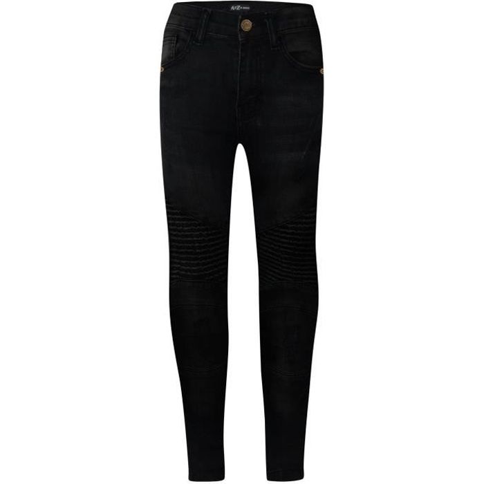 Enfants Garçons Extensible Jeans Déchiré Genou Panneaux Drapés Denim Maigre Coupe Slim Motard pantalon 5-14 Ans