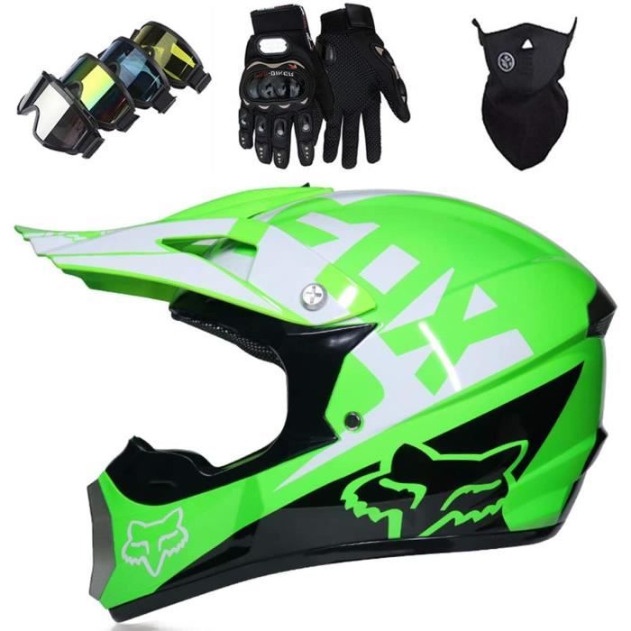 CANIAN Casque Descente Intégral Jeunes Adultes + Lunettes Masque Gants - BMX VTT