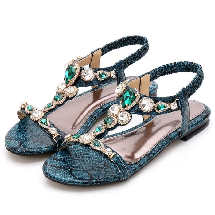 Sandales plates hot sale strass femme