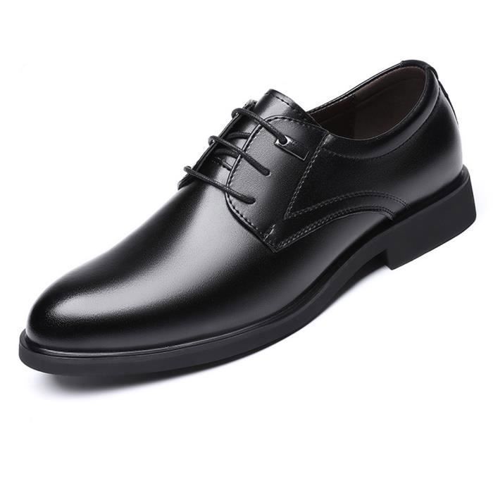 Chaussures d affaires en cuir grande taille pour hommes Noir Cuir