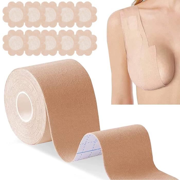 Bande Adhesive Poitrine,avec 5 Paires Cache Teton,Soutien-Gorge à Bande de Seins Poitrine Invisible sans-SOUTIEN-GORGE ALLAITEMENT