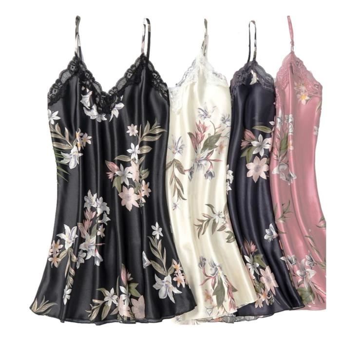 Nuisette pyjama d shabill en tissu fleuri satin lingerie de nuit