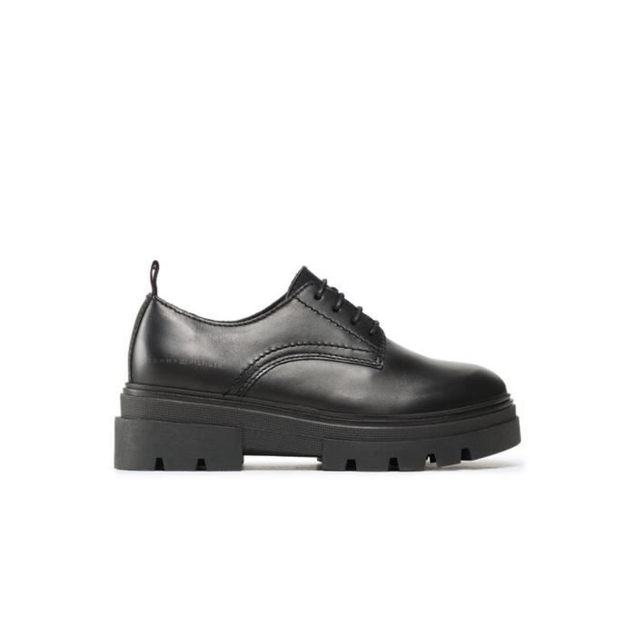 Derbies en cuir Tommy Hilfiger Femme Noir Cdiscount Chaussures
