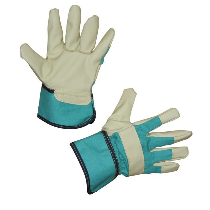 gants enfant - kerbl - vert - 4/6 ans - polyuréthane synthétique - coutil coton