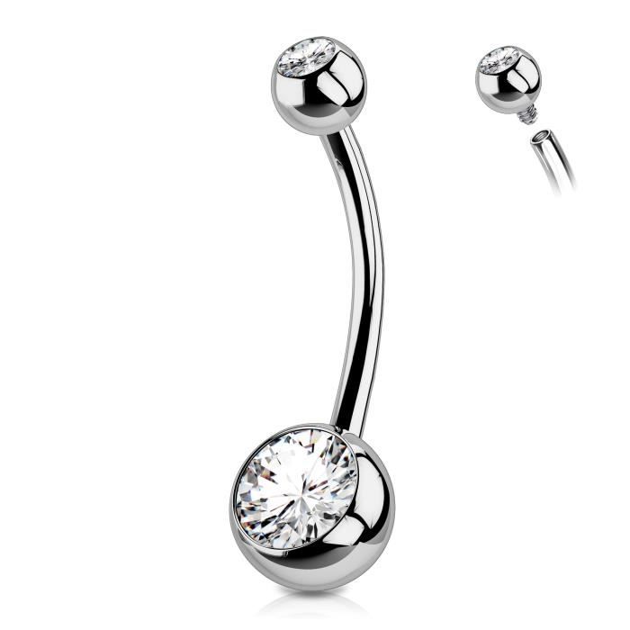 Lot De 5 Piercings Nombril Femme – Acier Chirurgical 316L, 14G, Styles Cœur, Fleur, CZ, Argent/or - 3